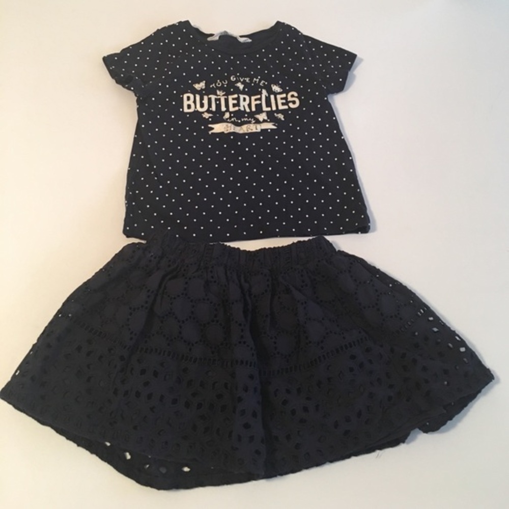 H & M Girl’s 1.5-2yr Top and Bottom Skirt Set Navy
